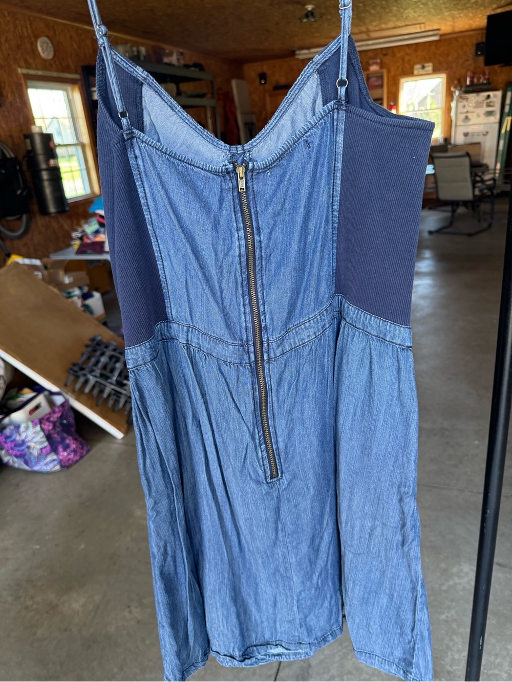 Blue Denim Sundress with Navy Side Panels - Picture 2 of 2